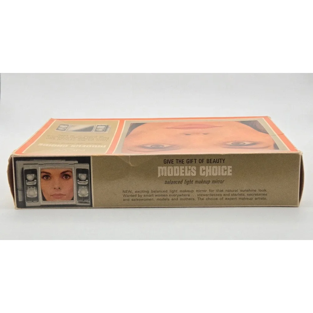Vintage Models Choice Lighted Makeup Vanity Mirror Travel‎ Case Working Box 1970